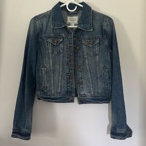 I Love H81 Women’s Long Sleeve Denim Blue Jean Jacket Size Small‎